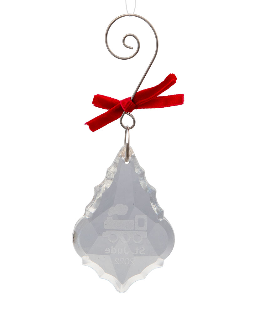 Patient Art Inspired Train Crystal Glass Ornament